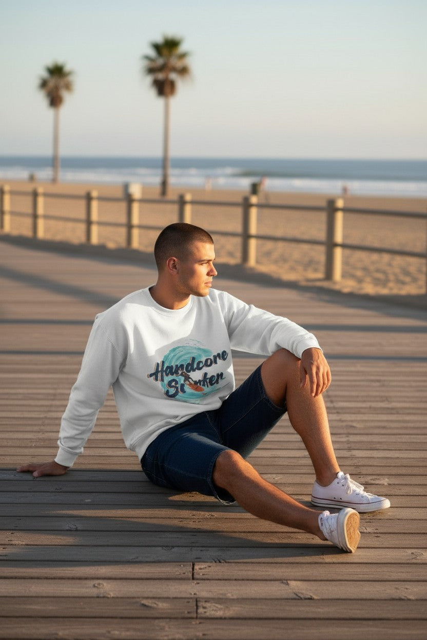 Men White Heavy Blend™ Crewneck Sweatshirt